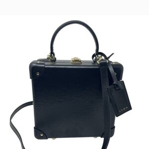 Globe Trotter London Square Handbag Shoulder Bag Purse In Black Exellent Cond!